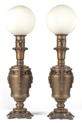 Lot 116 - A PAIR OF LATE 19TH CENTURY BRONZE LAMP BASES...