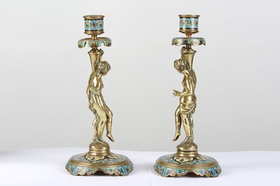 Lot 122 - A PAIR OF LATE 19TH CENTURY FRENCH BRONZE AND...