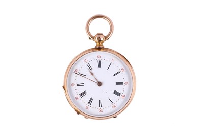 Lot 8 - A French 18K gold fob watch. Date: Late 19th...