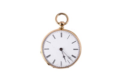 Lot 9 - A French 18K gold fob watch. Date: Late 19th...