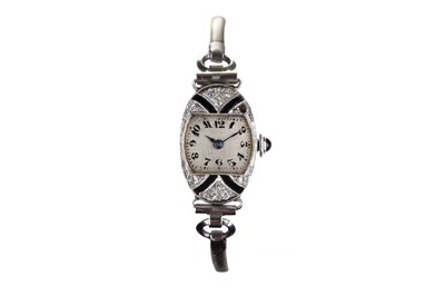 Lot 31 - A ladies platinum cocktail watch. Date: Art...