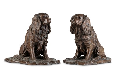 Lot 70 - A PAIR OF 20TH CENTURY BRONZE MODELS OF...