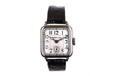 Lot 56 - Hamilton Watch Co. A 14K white gold manual...