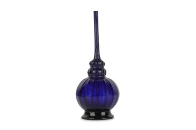 Lot 246 - A LATE MUGHAL COBALT BLUE GLASS BOTTLE North...