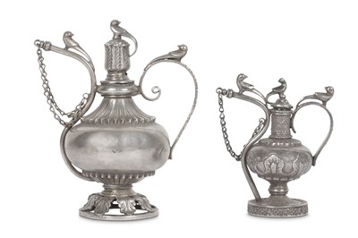 Lot 248 - TWO INDIAN SILVER WINE OR SPIRIT FLASK...