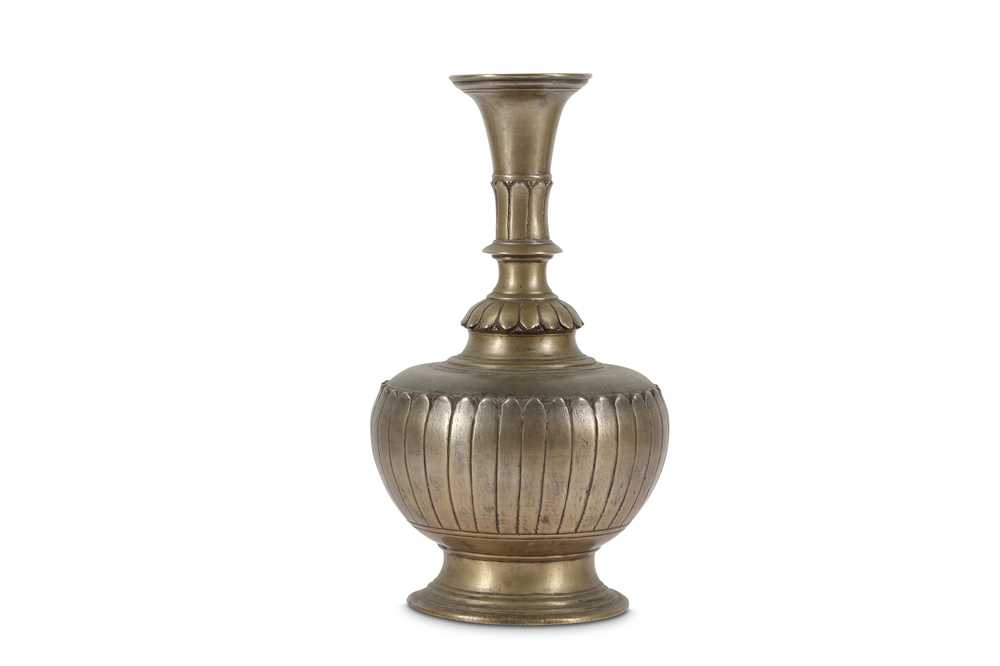 Lot 240 - A BRASS LOTUS-SHAPED VASE  India, 19th...