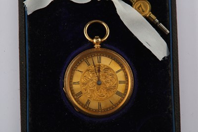 Lot 61 - J.W.Benson. An 18K gold open face fob watch....