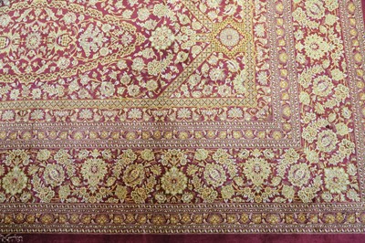 Lot 40 - AN EXTREMELY FINE SIGNED SILK QUM CARPET,...