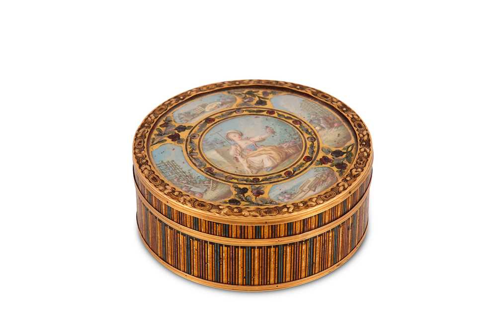 Lot 24 - A Louis XVI gold mounted vernis martin table...