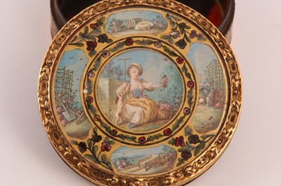 Lot 24 - A Louis XVI gold mounted vernis martin table...
