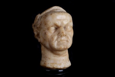 Lot 5A - A SMALL 17TH CENTURY MARBLE HEAD OF JULIUS...