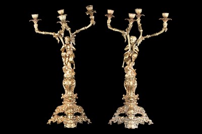Lot 127 - A PAIR OF EARLY 20TH CENTURY GILT METAL...