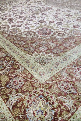 Lot 34 - AN EXTREMELY FINE SIGNED SILK QUM CARPET,...