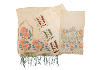 Lot 93A - THREE OTTOMAN EMBROIDERED TOWELS Ottoman...