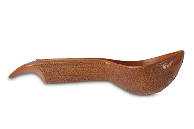 Lot 203 - A CARVED WOOD SPOON (QASHUQ) Possibly Abadeh,...