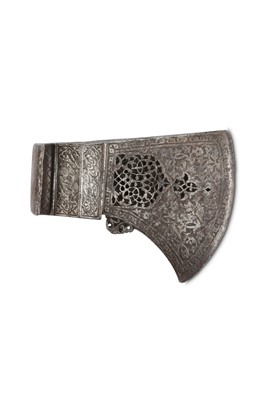 Lot 156 - A FINE STEEL SADDLE-AXE (TABARZIN) Iran, 17th -...