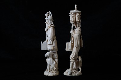 Lot 29 - A PAIR OF 19TH CENTURY IVORY FIGURES DEPICTING...