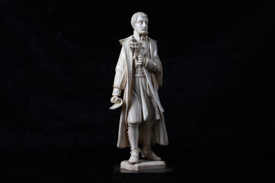 Lot 24 - A 19TH CENTURY IVORY FIGURE OF A NAPOLEONIC...