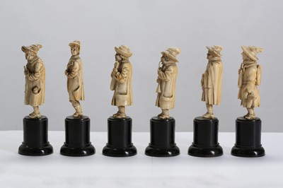 Lot 40 - A SET OF SIX LATE 19TH CENTURY CARVED IVORY...