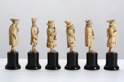 Lot 40 - A SET OF SIX LATE 19TH CENTURY CARVED IVORY...