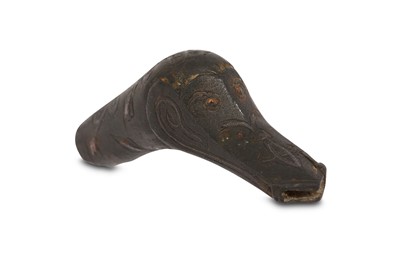 Lot 27 - A BRONZE DUCK-SHAPED FINIAL Possibly Ilkhanid...