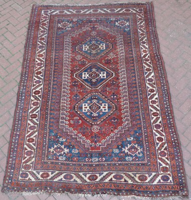 Lot 432 - An antique Persian hand made Qashqai carpet,...