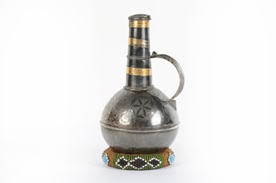 Lot 134 - A COFFEE POT WITH GOLD OVERLAID DECORATION...