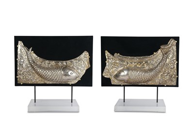 Lot 228 - A PAIR OF REPOUSSÉ PARCEL-GILT SILVER DOOR...