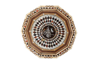 Lot 87 - AN OTTOMAN HARDWOOD AND MOTHER-OF-PEARL-INLAID...