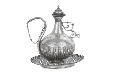 Lot 234 - AN INDIAN SILVER WINE OR SPIRIT FLASK...