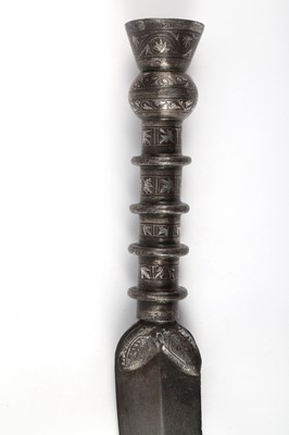 Lot 275 - A SOUTH INDIAN STEEL SPEARHEAD  Thanjavur...