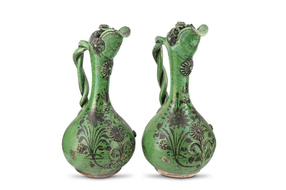 Lot 96 - TWO LIGHT GREEN-GLAZED CANAKKALE POTTERY...