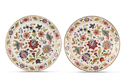 Lot 137 - TWO LARGE POLYCHROME-PAINTED POTTERY DISHES ...