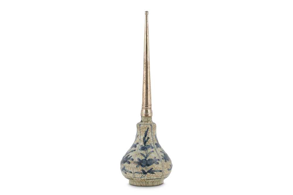 Lot 92 - A MING BLUE AND WHITE ROSEWATER SPRINKLER FOR...