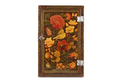 Lot 200 - A QAJAR LACQUER PAPIER MÂCHÉ MIRROR CASE Qajar...