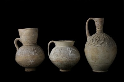 Lot 6 - THREE UNGLAZED POTTERY WATER VESSELS  Possibly...