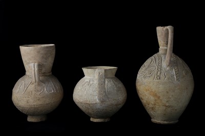 Lot 6 - THREE UNGLAZED POTTERY WATER VESSELS  Possibly...