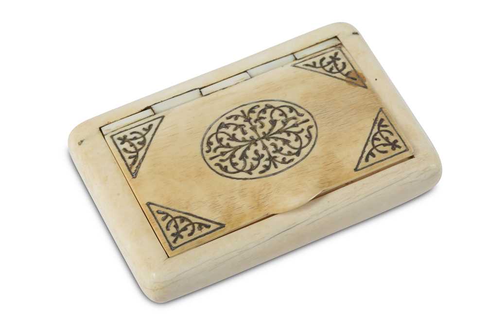 Lot 83 - A CAUCASIAN IVORY TOBACCO BOX Possibly...