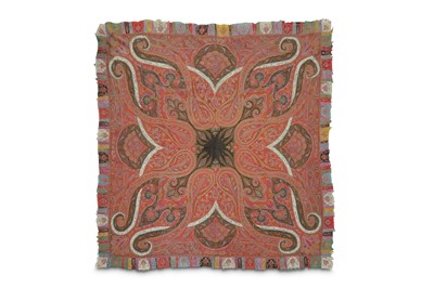 Lot 258 - A FINE SQUARE KASHMIRI SHAWL  India, late 19th...