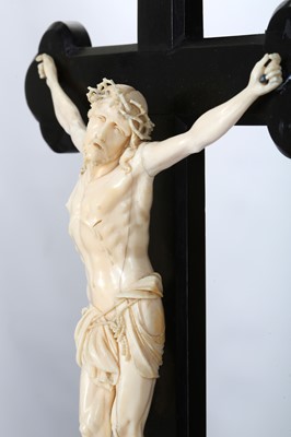 Lot 37 - A 19TH CENTURY CARVED IVORY AND EBONY...