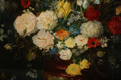 Lot 38 - MANNER OF JAN BRUEGHEL II Lilies, roses,...