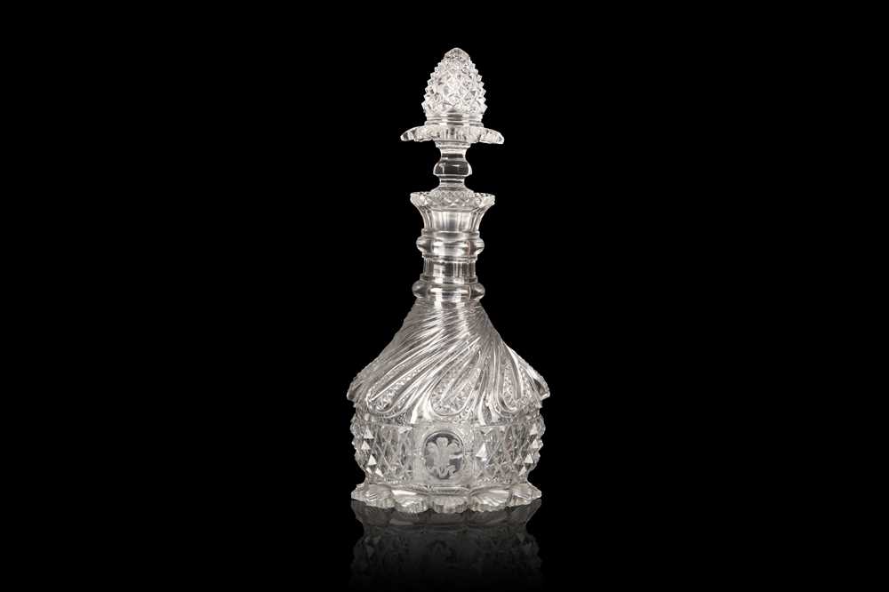 Lot 227 - AN EXCEPTIONAL CUT GLASS DECANTER AND STOPPER...