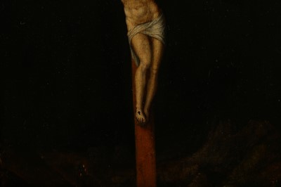 Lot 4 - FOLLOWER OF GILLIS MOSTAERT I The Crucifixion ...