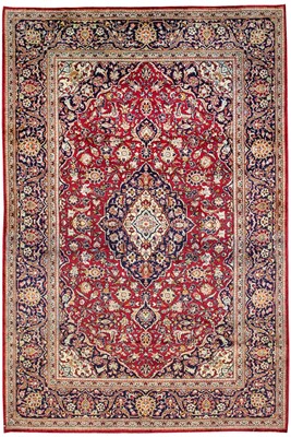 Lot 33 - A FINE SILK KASHAN RUG, CENTRAL PERSIA approx:...