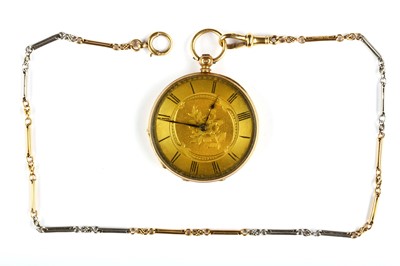 Lot 315 - Stauffer. An 18K gold open face fob watch....