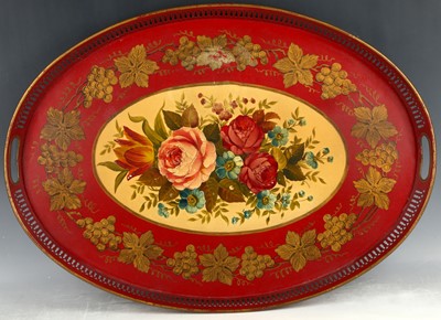 Lot 398 - An early 19th Century toleware tray with...