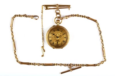 Lot 314 - An 18K gold fob watch. Date: Late 19th Century....