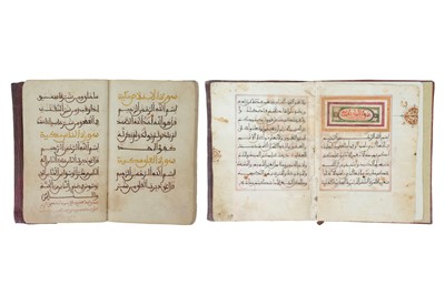 Lot 36 - TWO SECTIONS FROM QUR'ANS Morocco, signed...