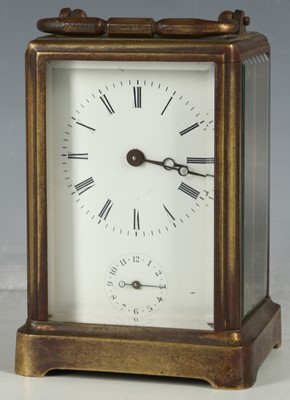 Lot 408 - A brass five glass repeater carriage clock,...