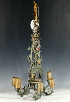 Lot 215 - French bronze electrolier, three twist...